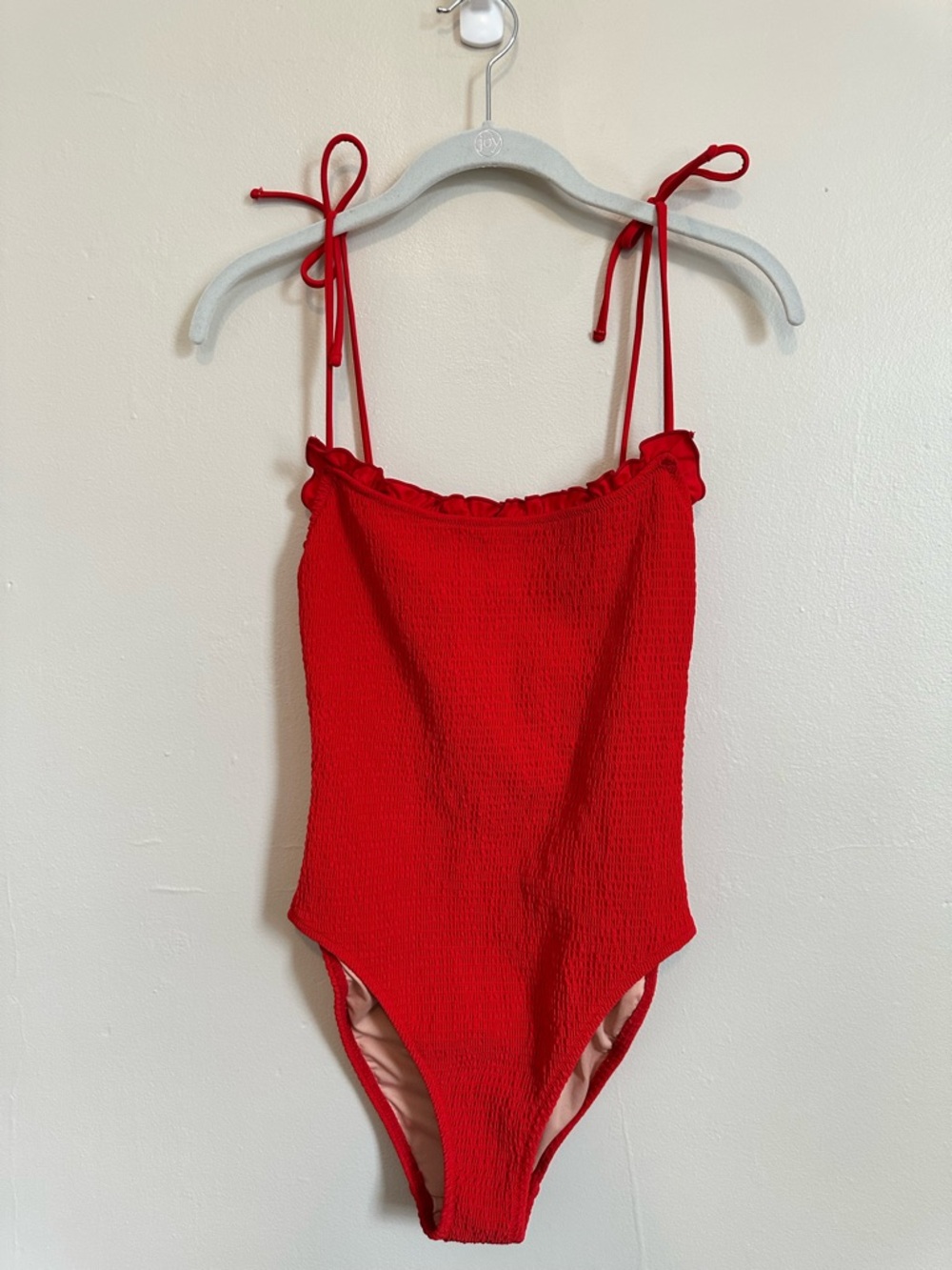 J. Crew Smocked Tie-Shoulder One-Piece Swimsuit